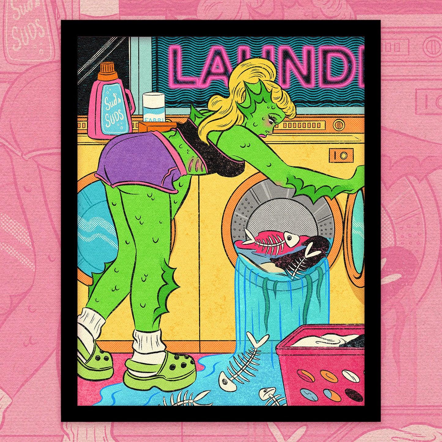 Monster at the Laundromat Print