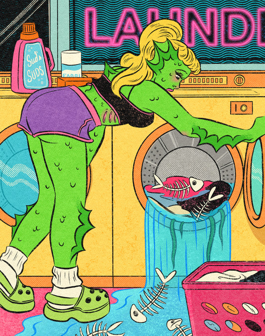 Monster at the Laundromat Print