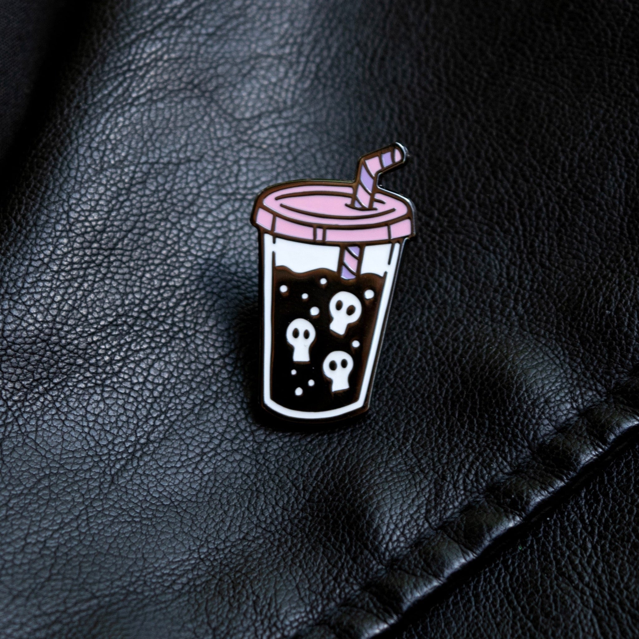 Iced Coffee Skull Enamel Pin