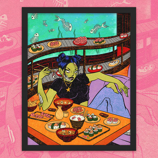 Zombie at the Sushi Restaurant Print