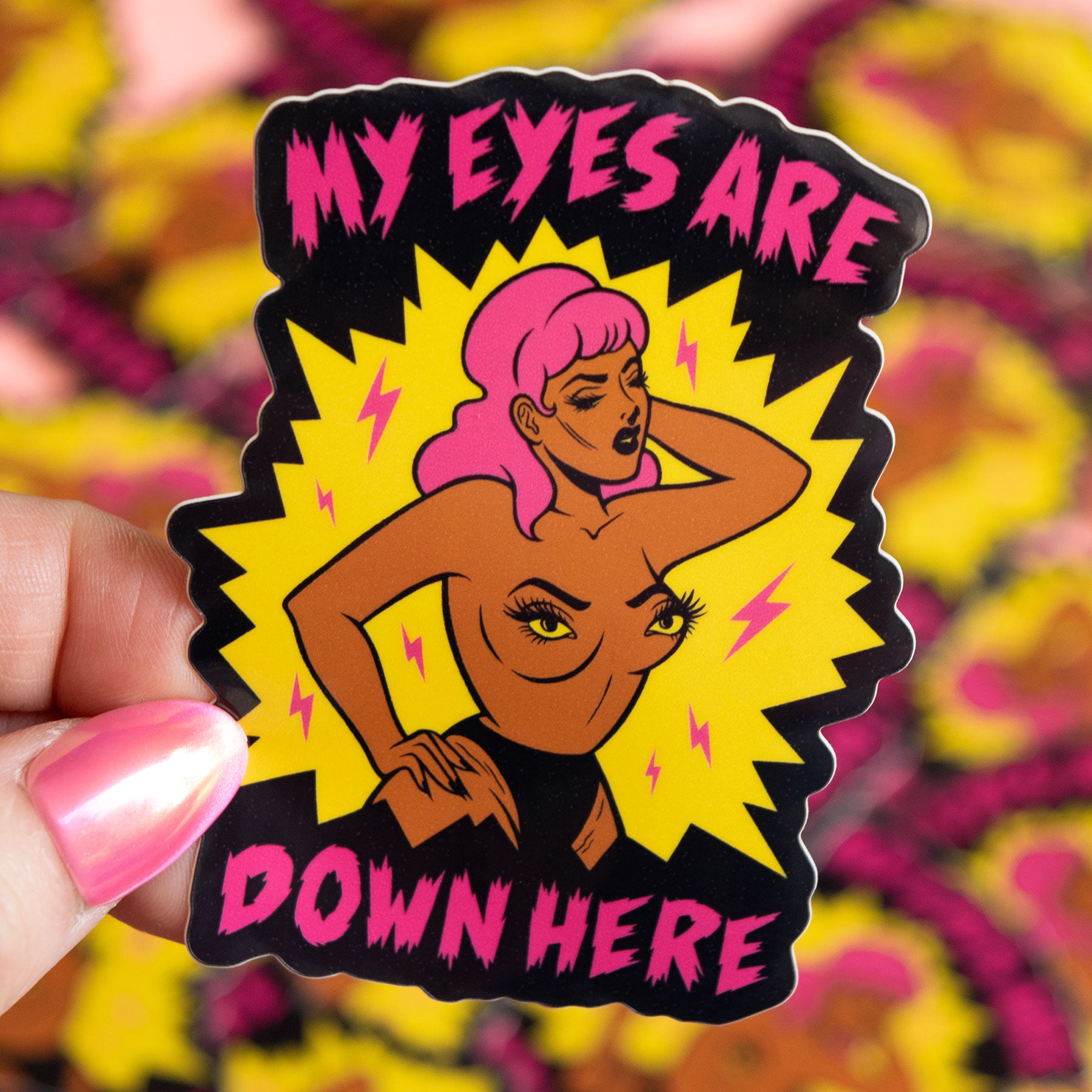 My Eyes are Down Here Sticker