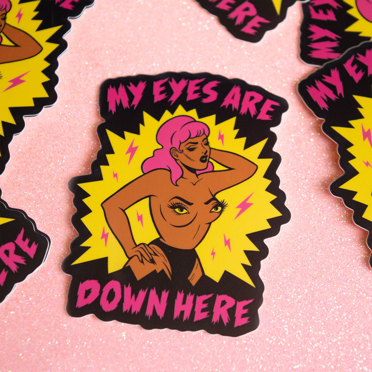 My Eyes are Down Here Sticker