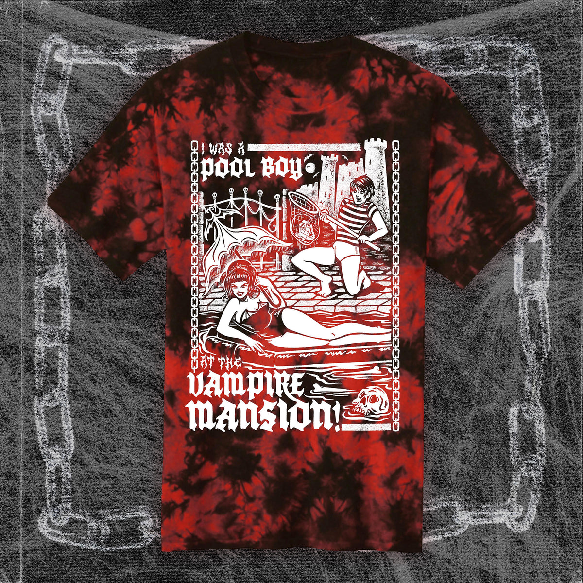 Pool Boy at the Vampire Mansion Tie-Dye Tee
