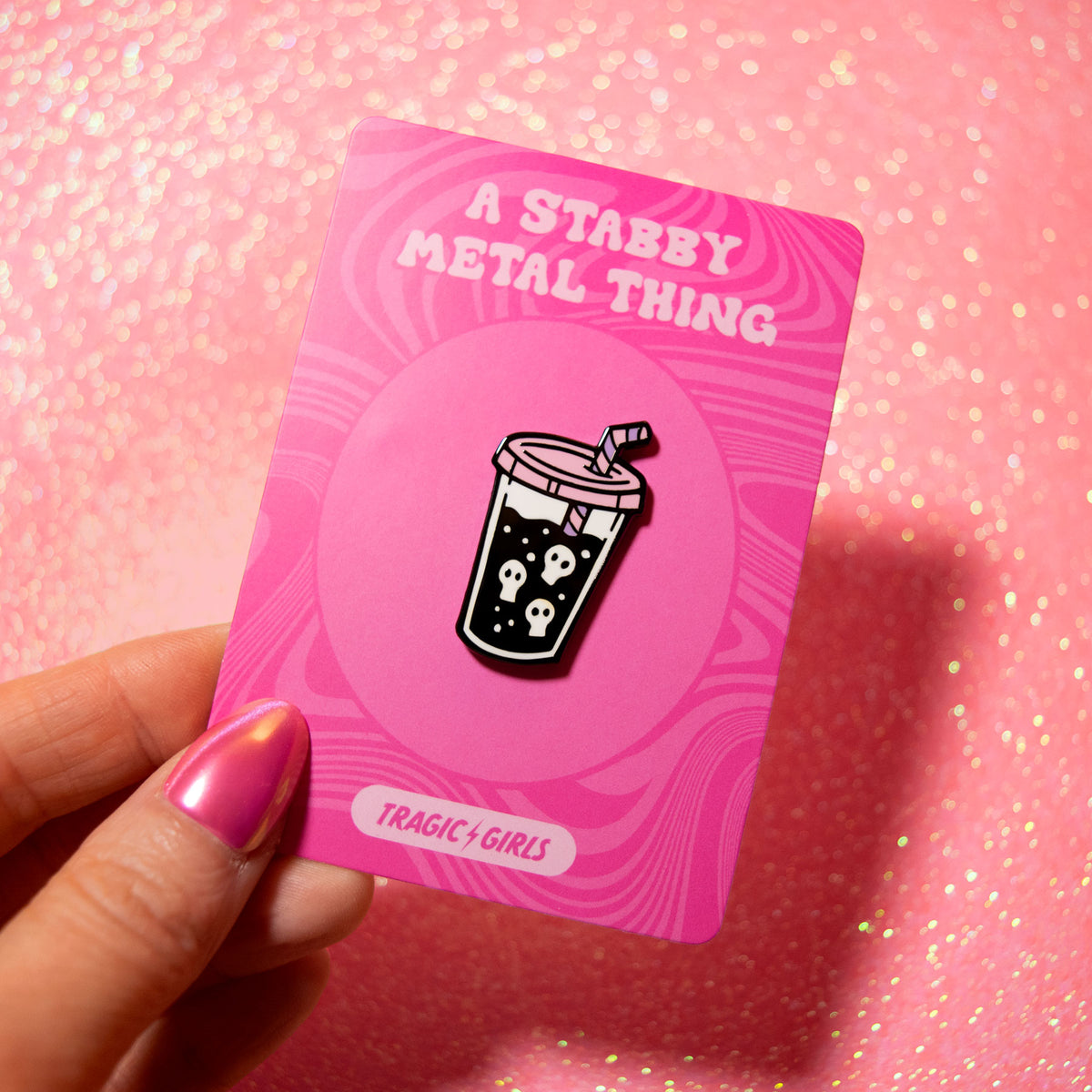 Iced Coffee Skull Enamel Pin